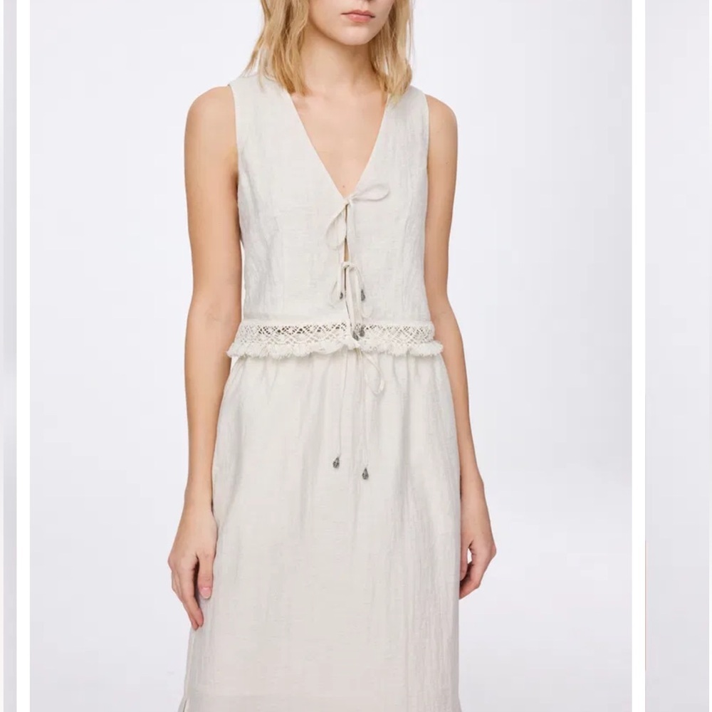 New Fabrique Velia Fringed Vest Set in Cotton Linen - Picture 7 of 14